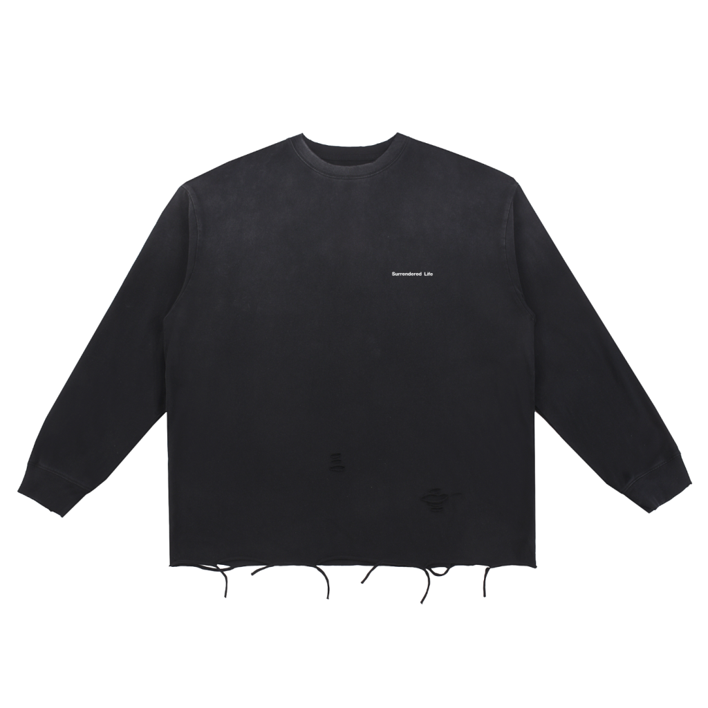 The One Long Sleeve Tee – Black (Distressed)