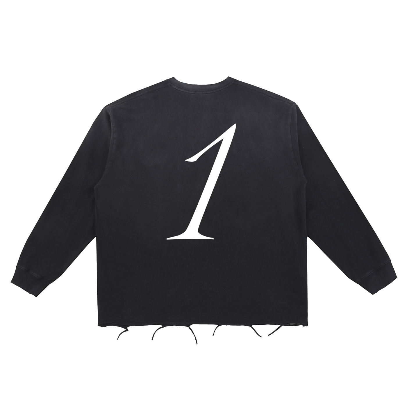 "1" | Snow Wash Distressed Long Sleeve Tee