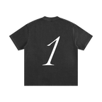 "1" | Vintage Black Wash Heavyweight Tee