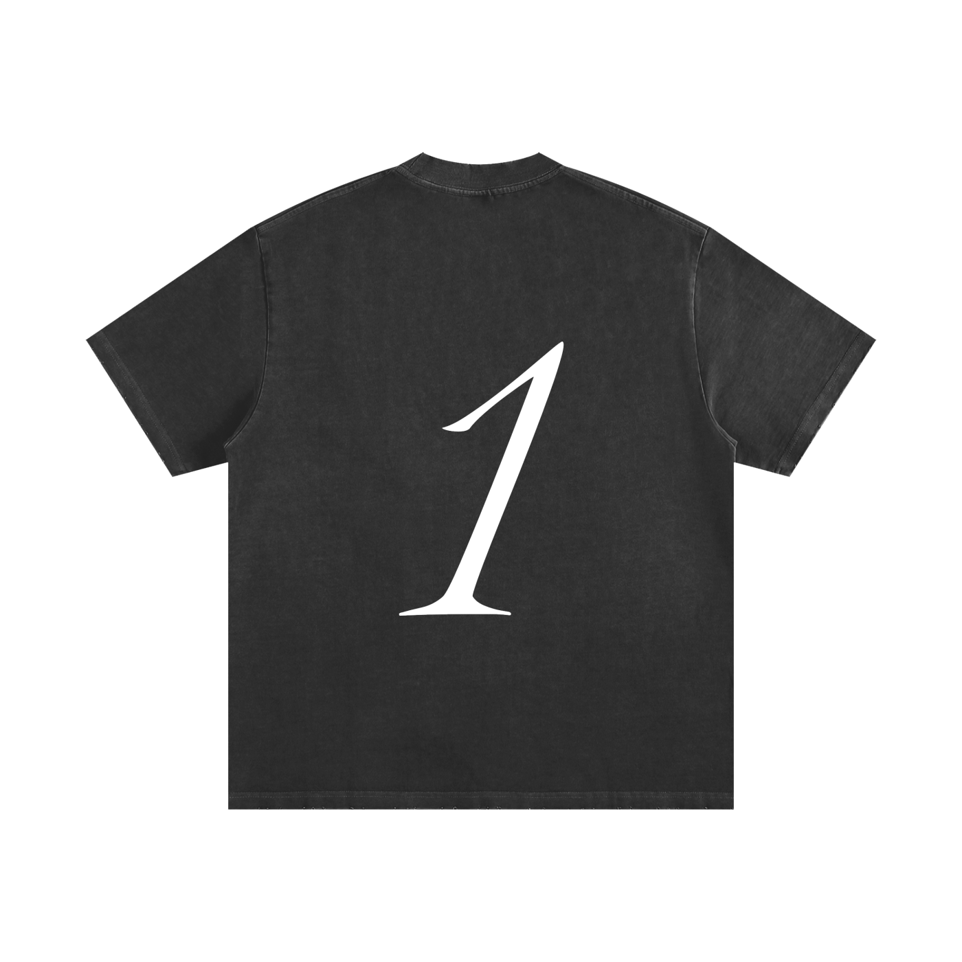 "1" | Vintage Black Wash Heavyweight Tee