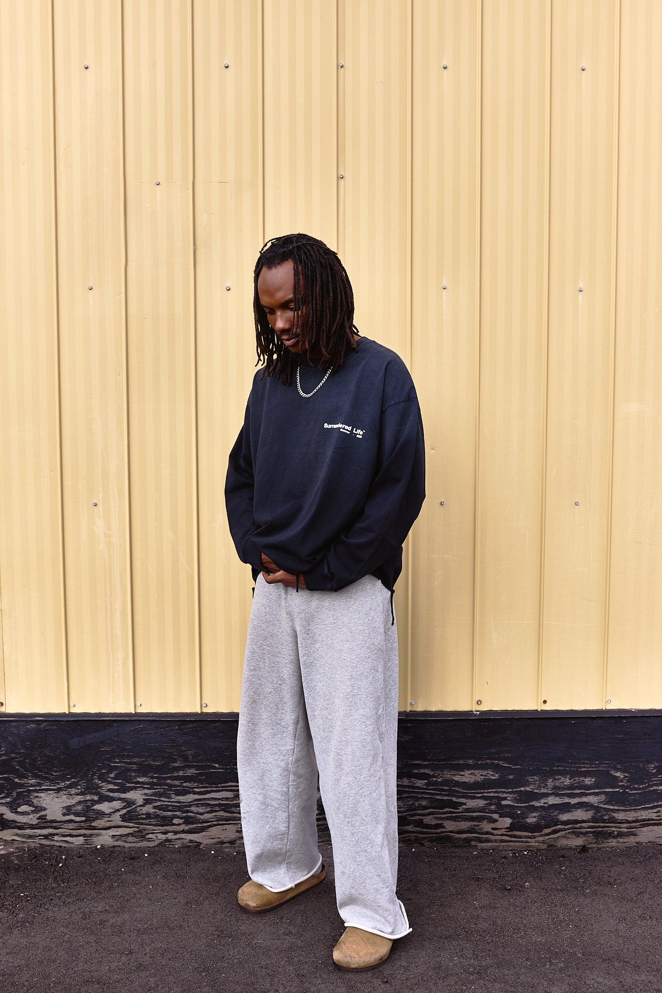 "1" | Snow Wash Distressed Long Sleeve Tee