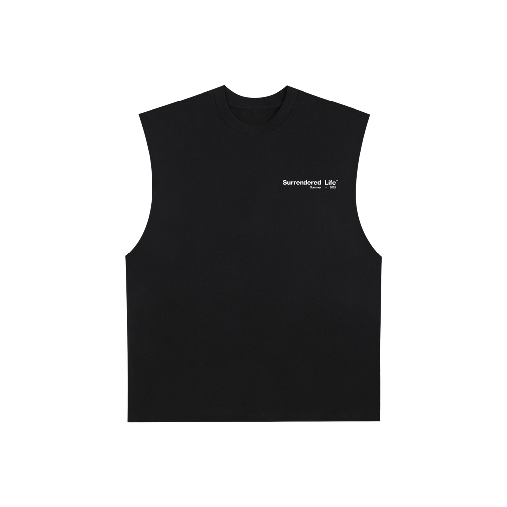 THROUGH THE GLASS | Raw Edge Sleeveless Graphic Tee