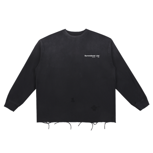 "1" | Snow Wash Distressed Long Sleeve Tee
