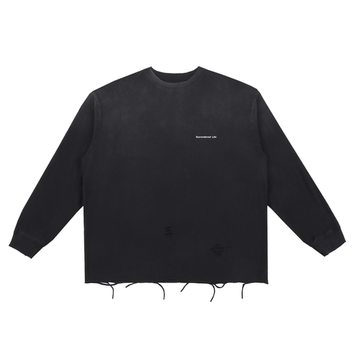 The One Long Sleeve Tee – Black (Distressed)