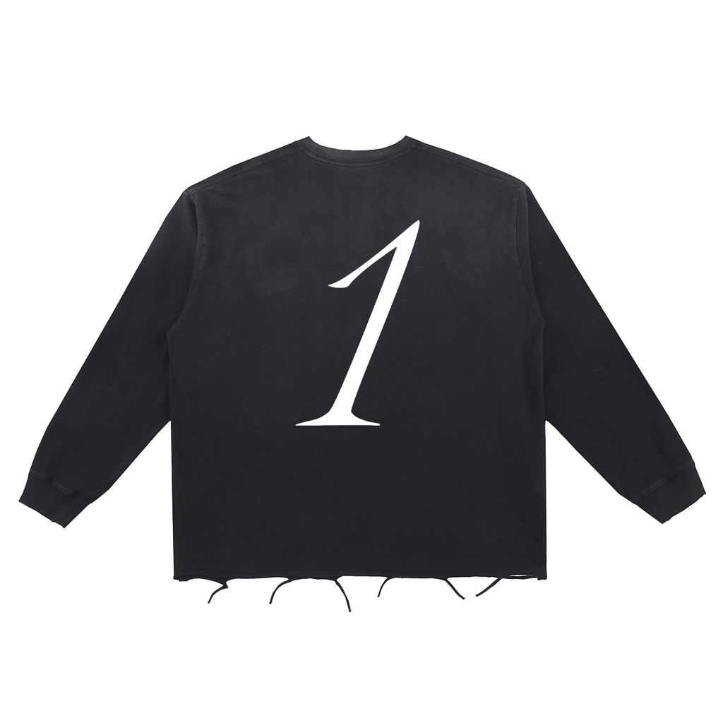 The One Long Sleeve Tee – Black (Distressed)