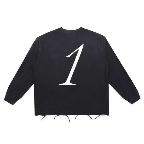 The One Long Sleeve Tee – Black (Distressed)